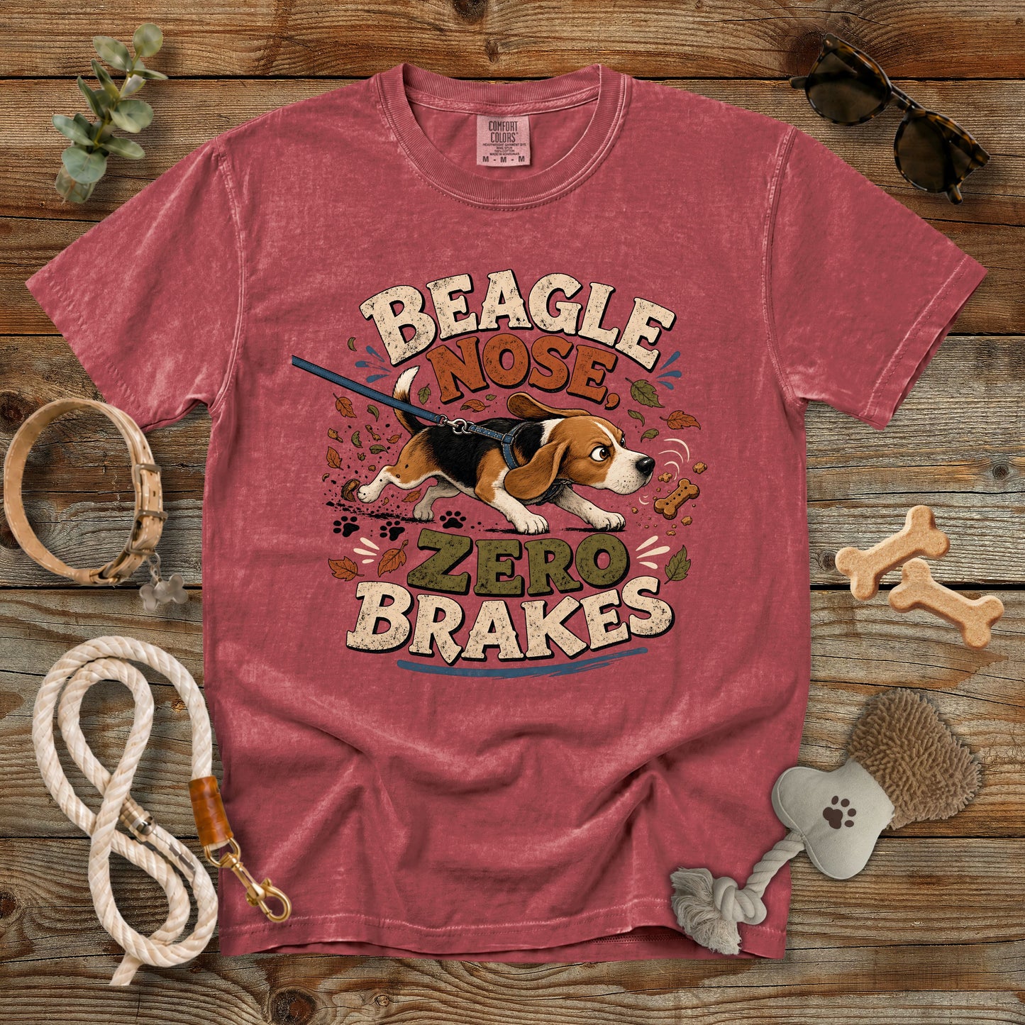 Beagle Nose Zero Brakes T-Shirt | Funny Beagle Dog Mom Comfort Colors 1717 Graphic Tee