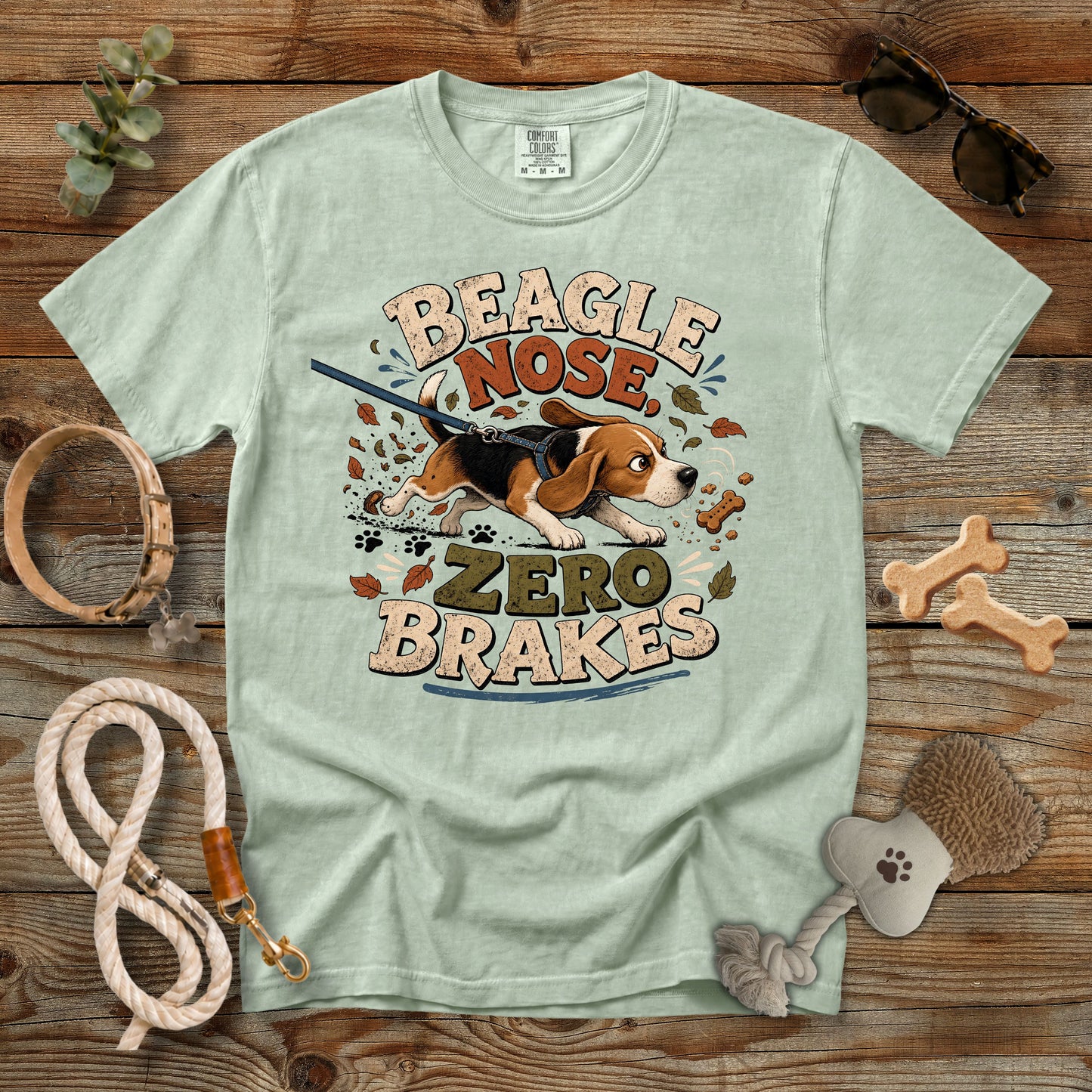 Beagle Nose Zero Brakes T-Shirt | Funny Beagle Dog Mom Comfort Colors 1717 Graphic Tee