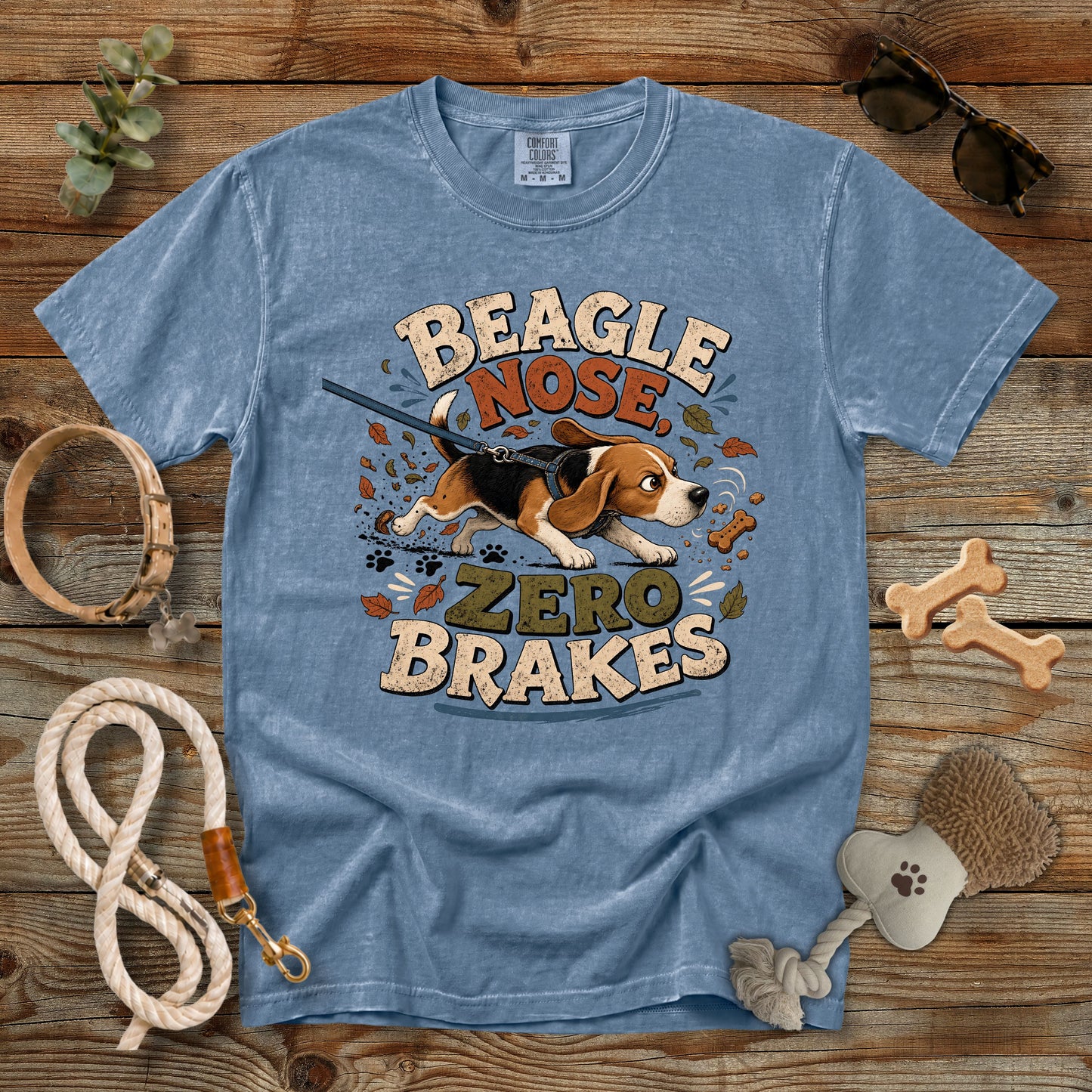 Beagle Nose Zero Brakes T-Shirt | Funny Beagle Dog Mom Comfort Colors 1717 Graphic Tee