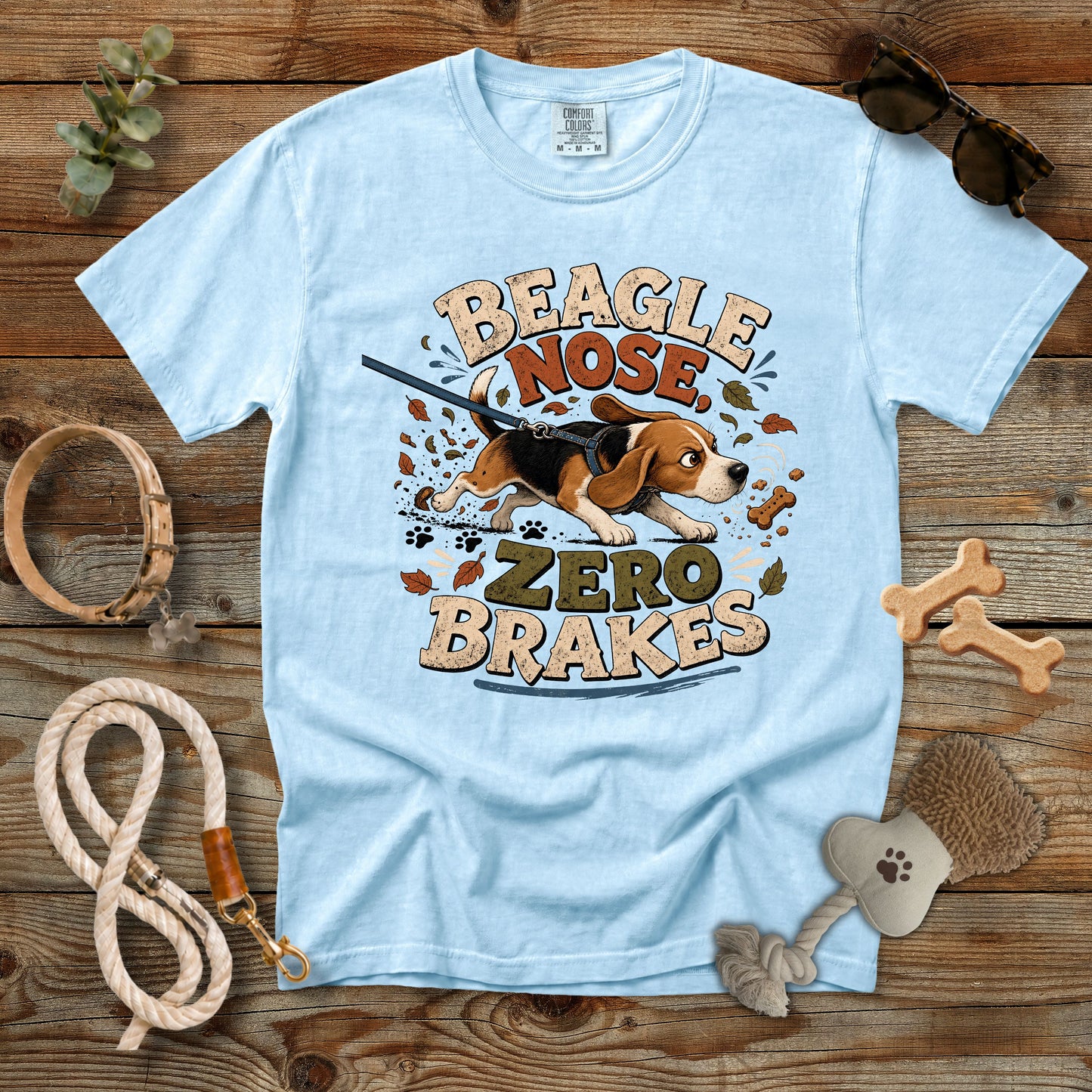 Beagle Nose Zero Brakes T-Shirt | Funny Beagle Dog Mom Comfort Colors 1717 Graphic Tee