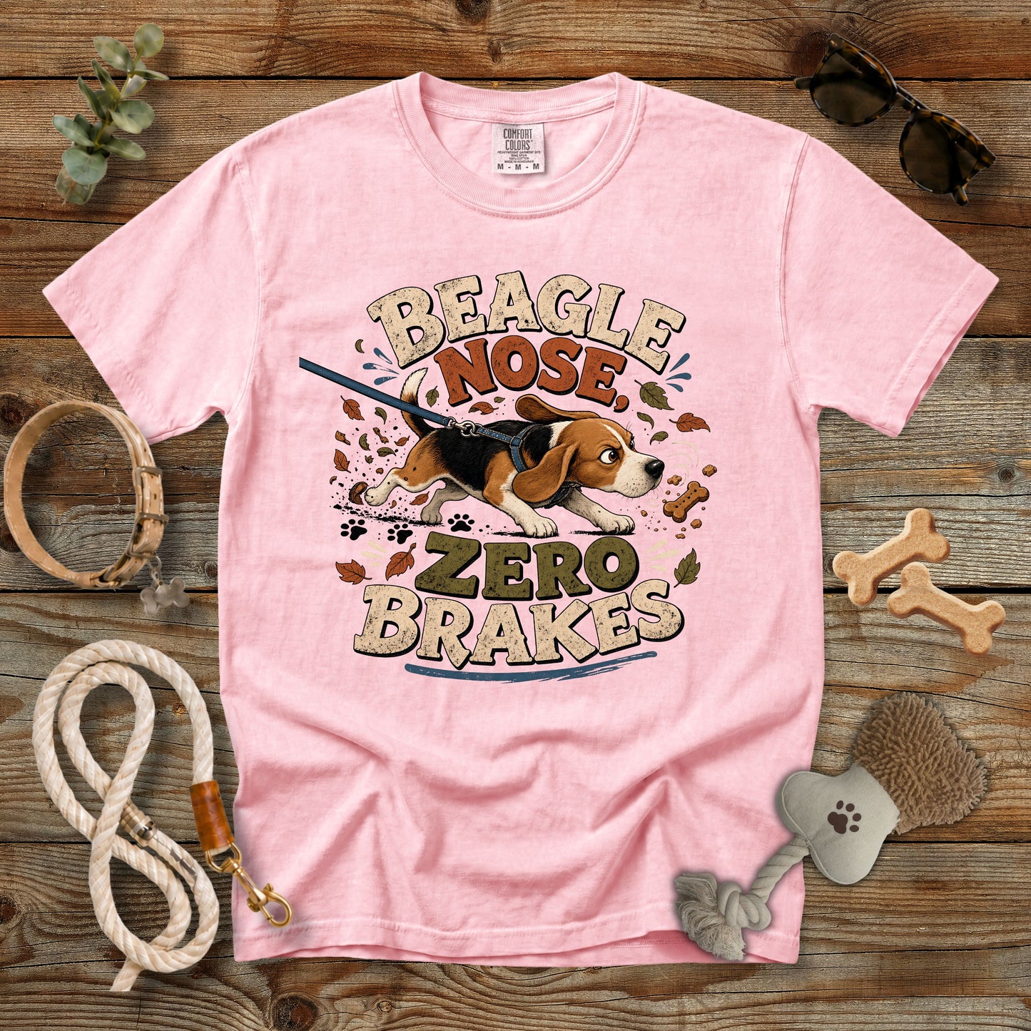 Beagle Nose Zero Brakes T-Shirt | Funny Beagle Dog Mom Comfort Colors 1717 Graphic Tee