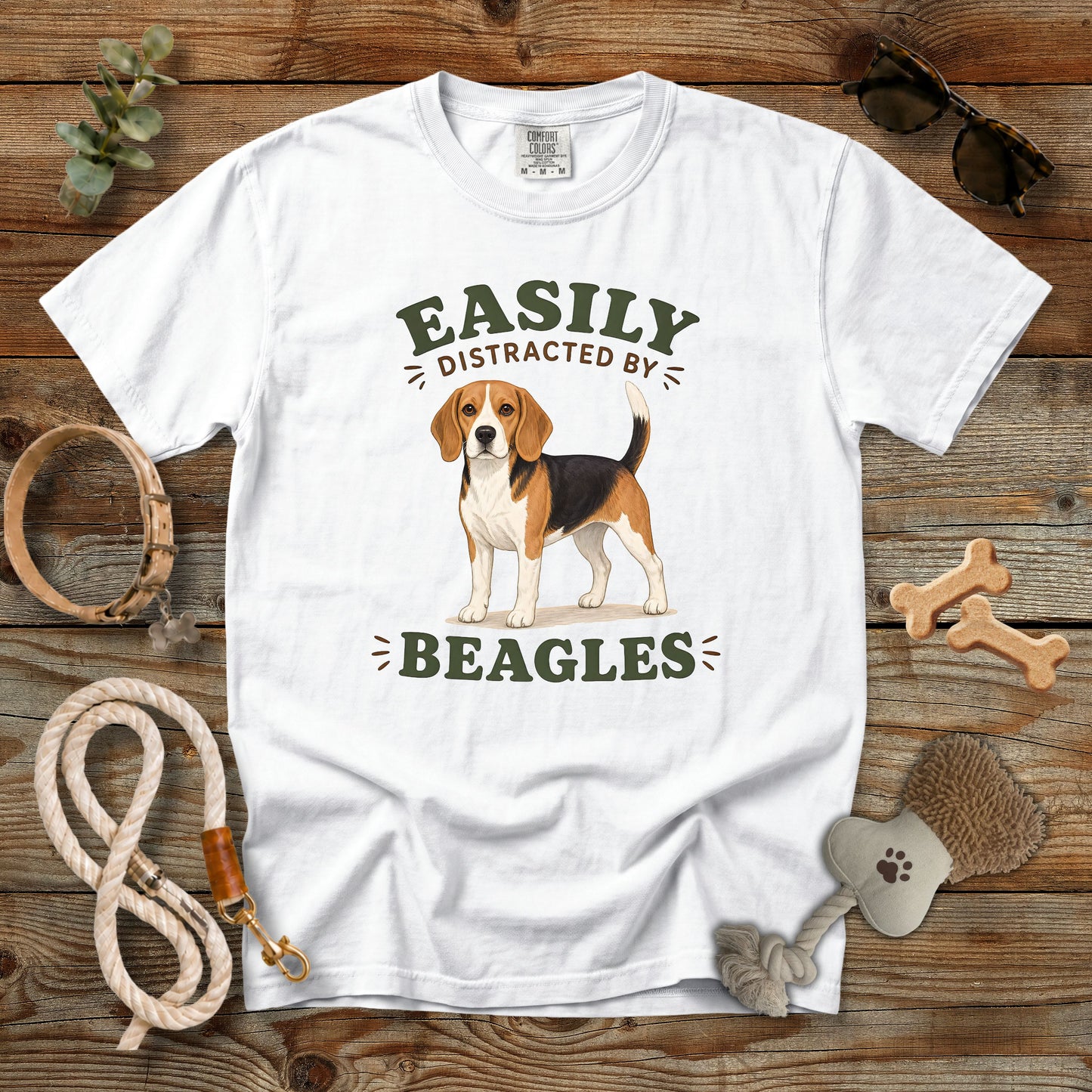 Easily Distracted by Beagles T-Shirt | Funny Beagle Dog Mom Comfort Colors 1717 Graphic Tee