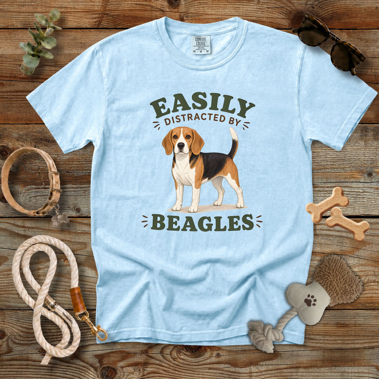 Easily Distracted by Beagles T-Shirt | Funny Beagle Dog Mom Comfort Colors 1717 Graphic Tee