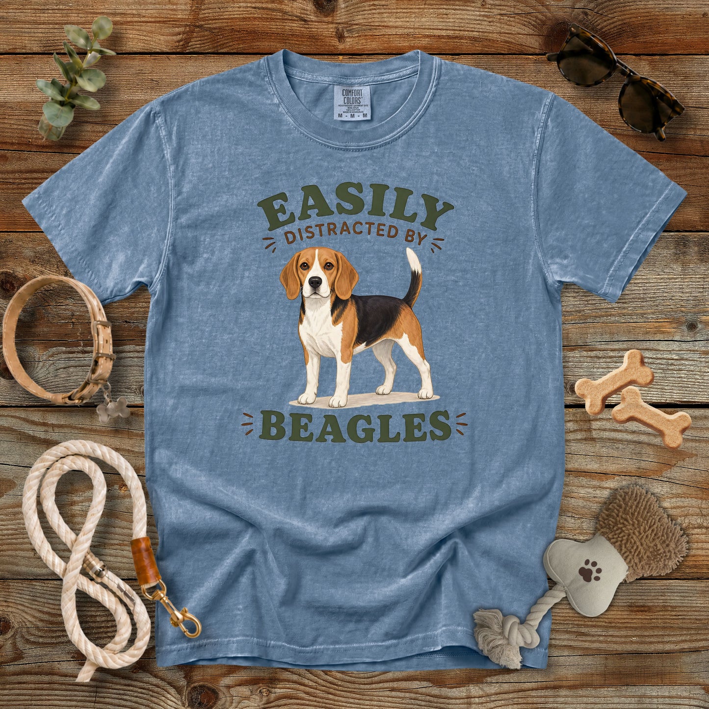 Easily Distracted by Beagles T-Shirt | Funny Beagle Dog Mom Comfort Colors 1717 Graphic Tee
