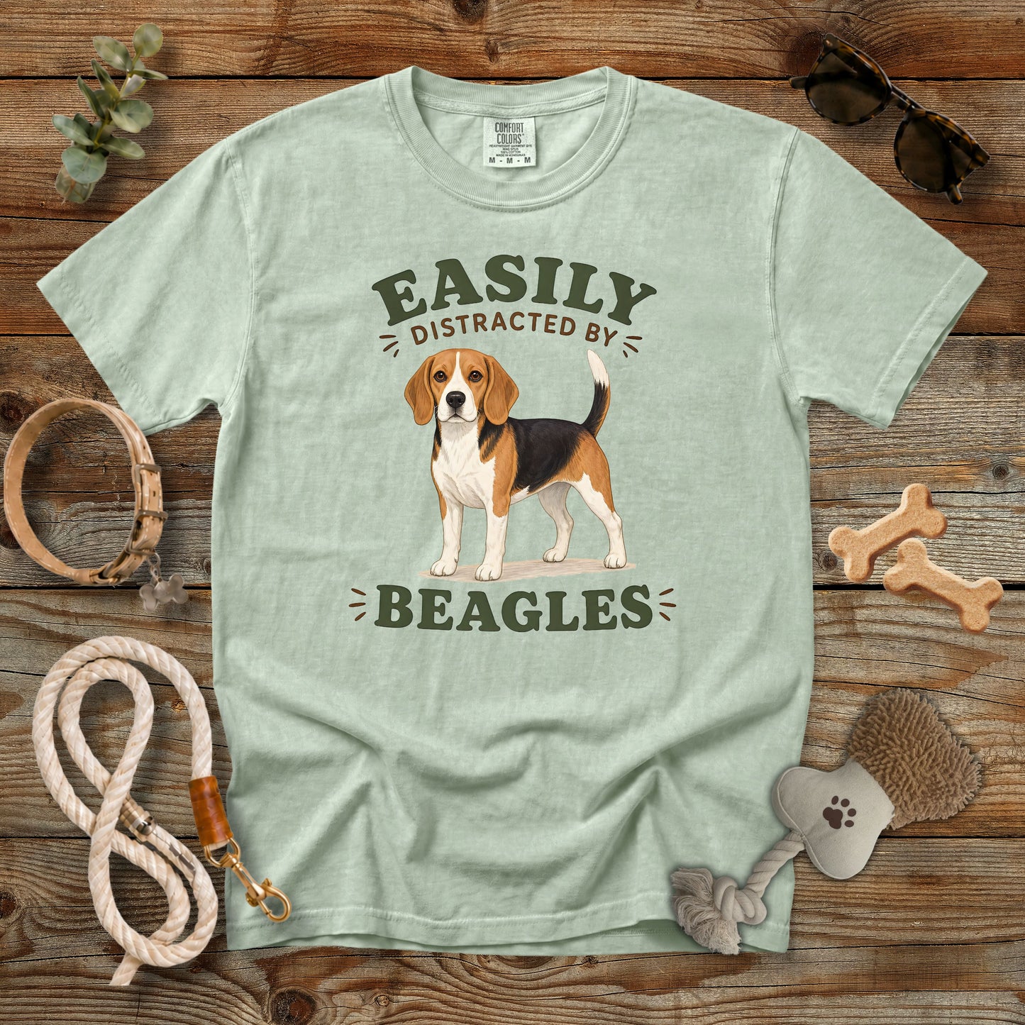 Easily Distracted by Beagles T-Shirt | Funny Beagle Dog Mom Comfort Colors 1717 Graphic Tee