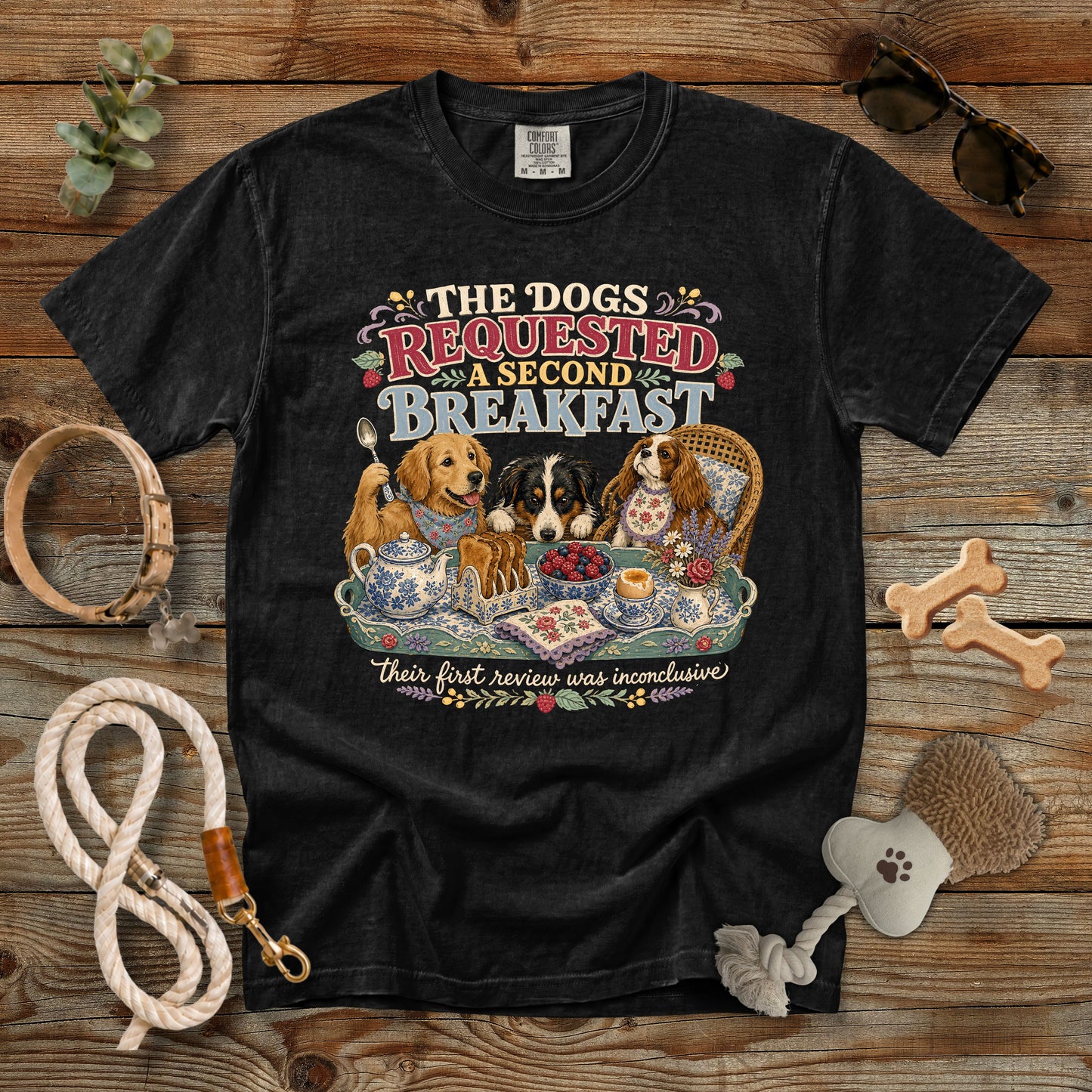 The Dogs Requested a Second Breakfast T-Shirt | Comfort Colors 1717 Funny Dog Mom Tee