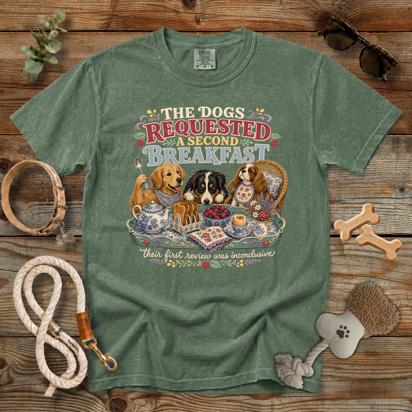 The Dogs Requested a Second Breakfast T-Shirt | Comfort Colors 1717 Funny Dog Mom Tee