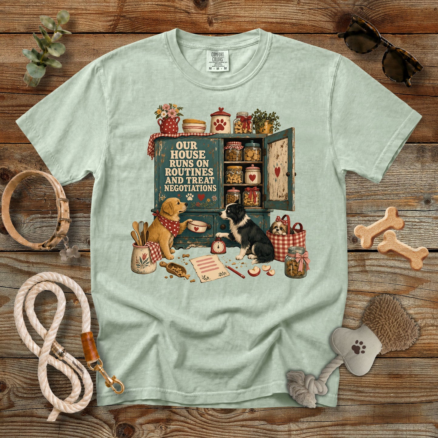 Our House Runs on Routines and Treat Negotiations T-Shirt | Comfort Colors 1717 Dog Mom Tee