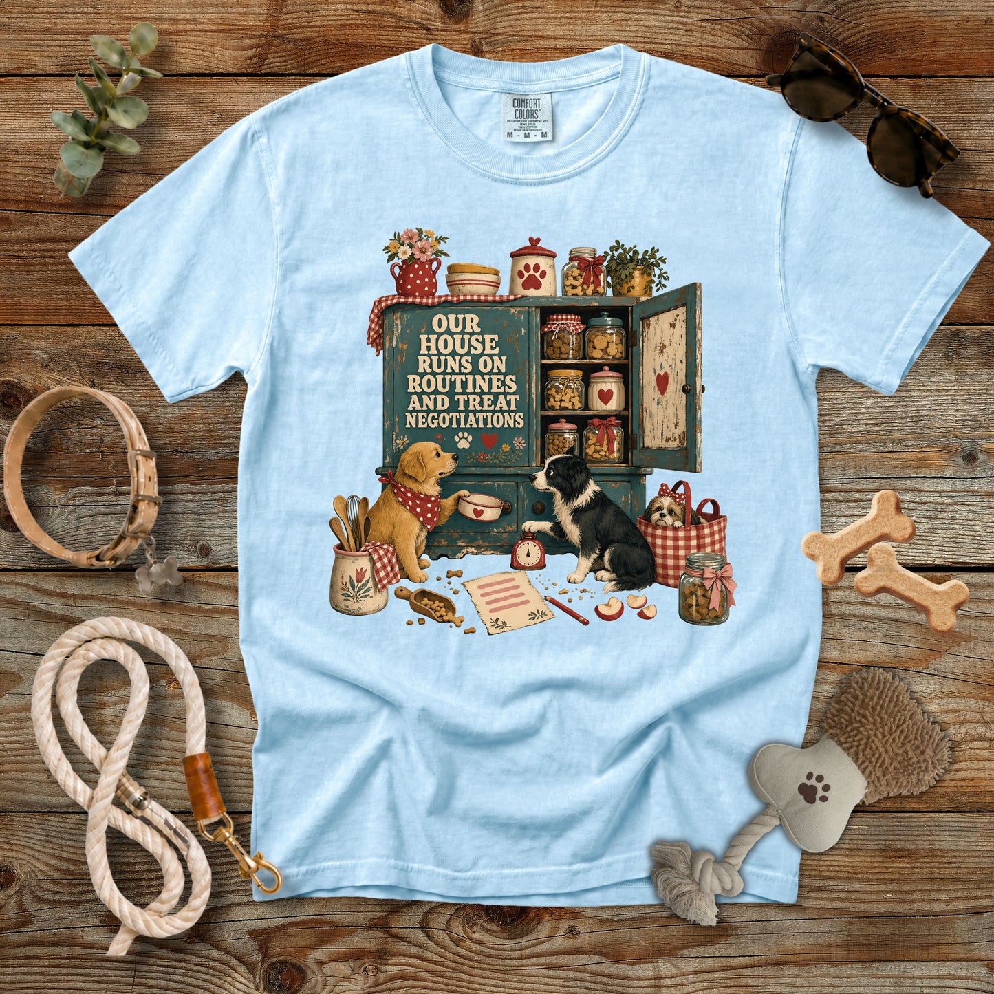 Our House Runs on Routines and Treat Negotiations T-Shirt | Comfort Colors 1717 Dog Mom Tee