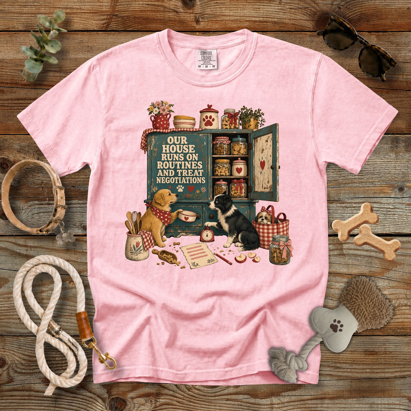 Our House Runs on Routines and Treat Negotiations T-Shirt | Comfort Colors 1717 Dog Mom Tee