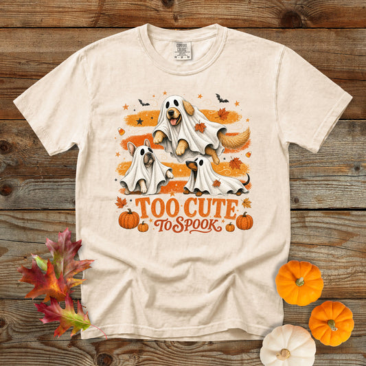Too Cute to Spook Ghost Dogs Halloween T-Shirt | Comfort Colors 1717