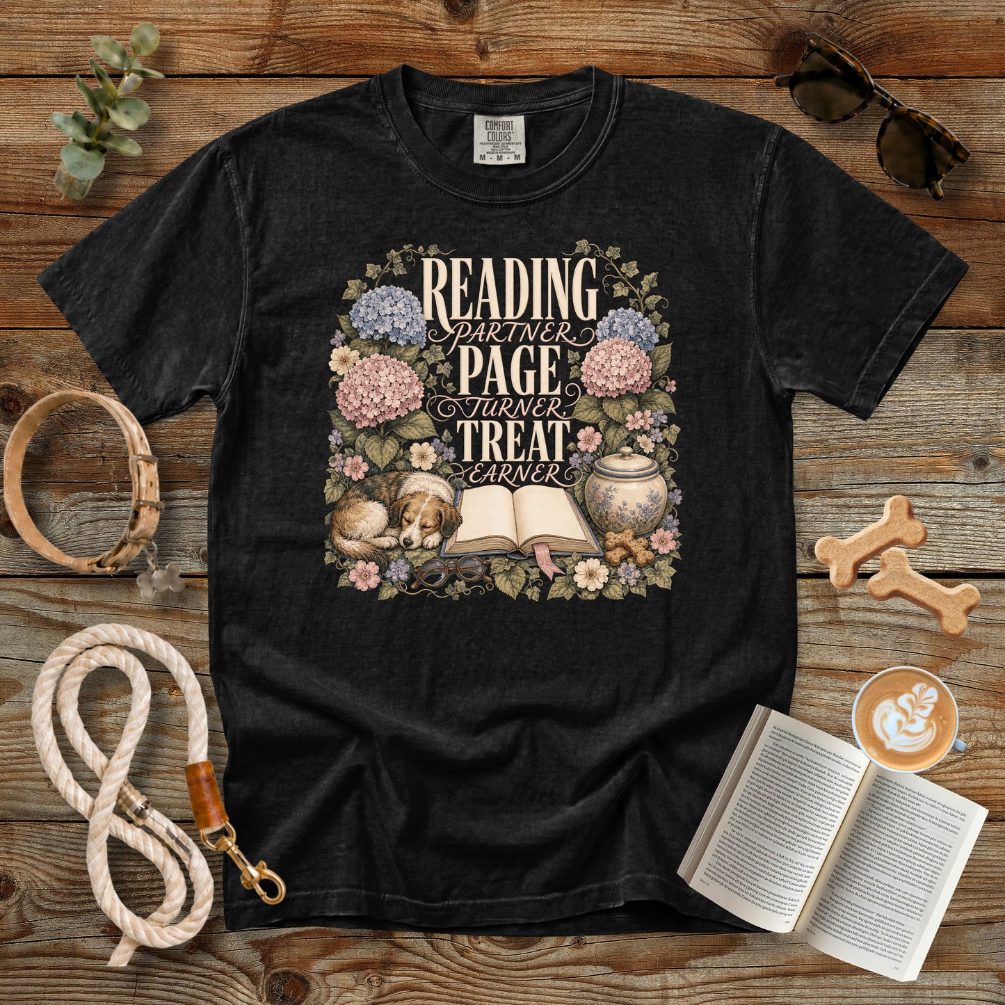 Reading Partner Page Turner Treat Earner T-Shirt | Dog Mom Tee Comfort Colors 1717