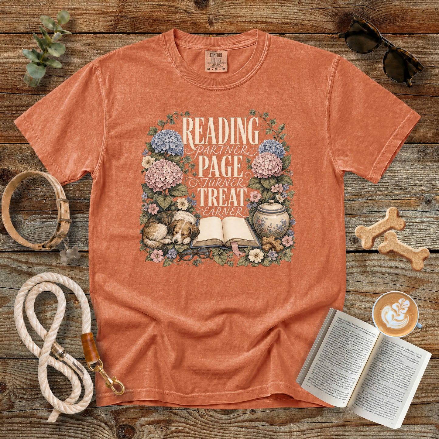 Reading Partner Page Turner Treat Earner T-Shirt | Dog Mom Tee Comfort Colors 1717