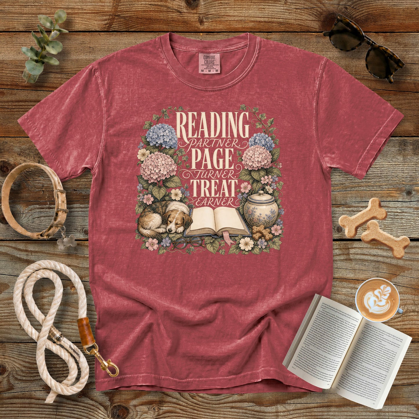 Reading Partner Page Turner Treat Earner T-Shirt | Dog Mom Tee Comfort Colors 1717