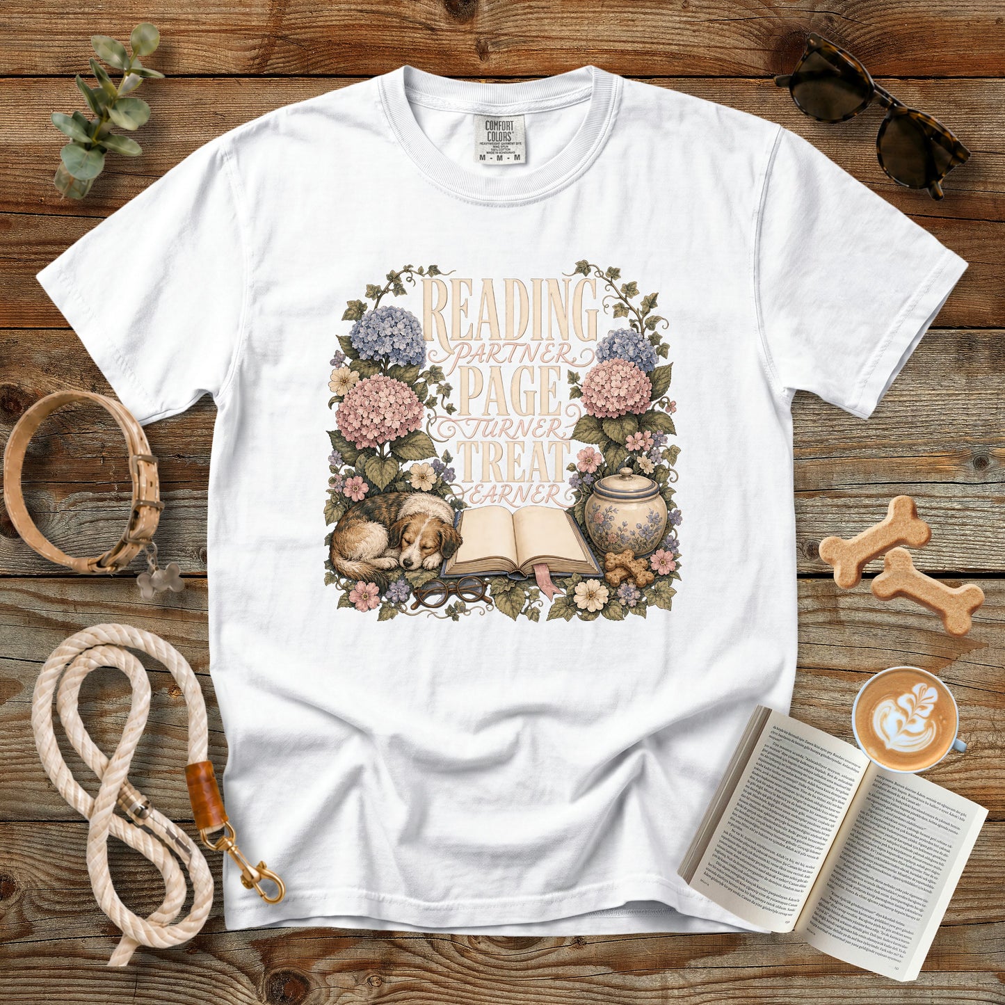 Reading Partner Page Turner Treat Earner T-Shirt | Dog Mom Tee Comfort Colors 1717