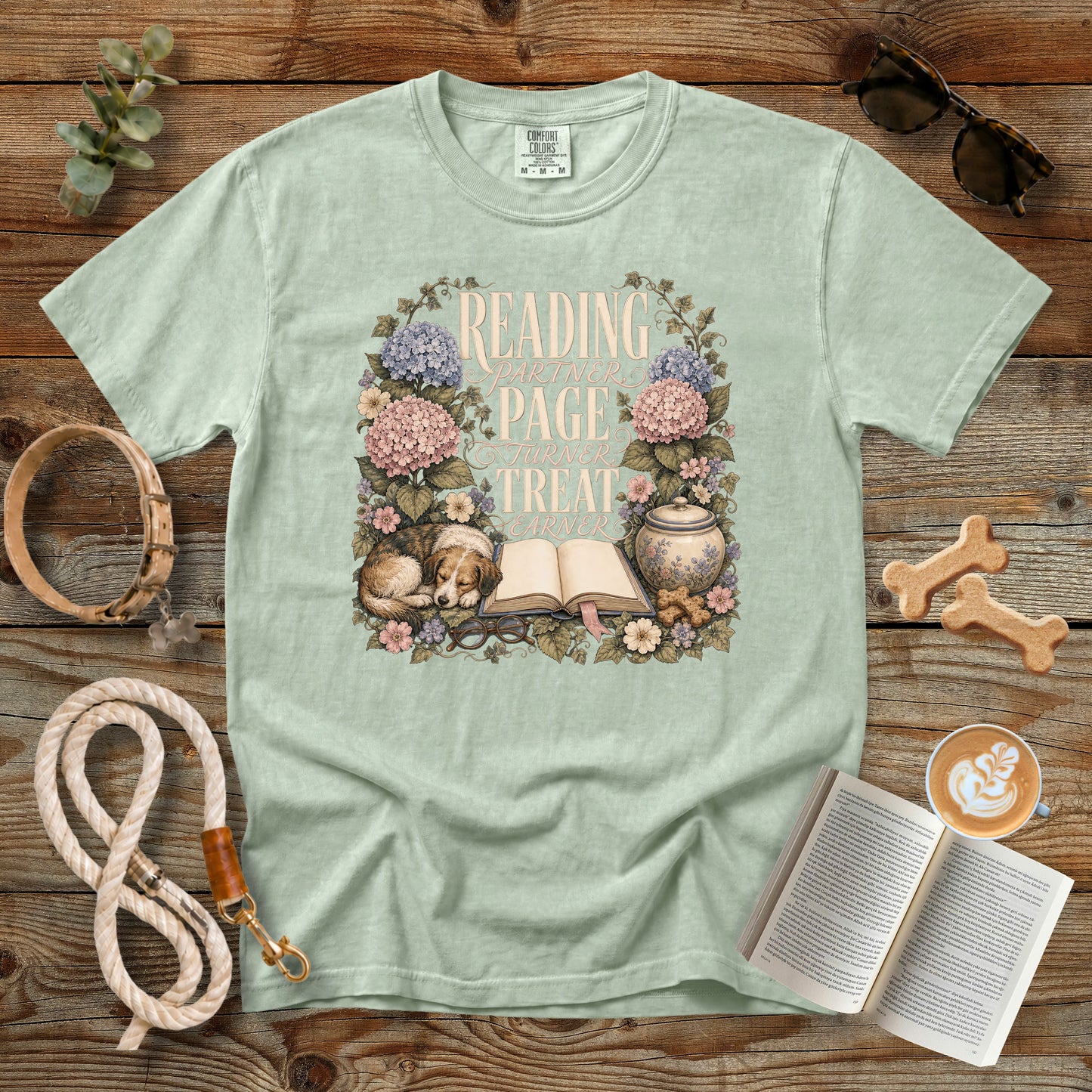 Reading Partner Page Turner Treat Earner T-Shirt | Dog Mom Tee Comfort Colors 1717
