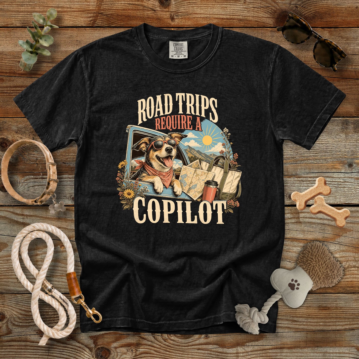 Road Trips Require a Copilot T-Shirt | Dog Mom Tee Comfort Colors 1717