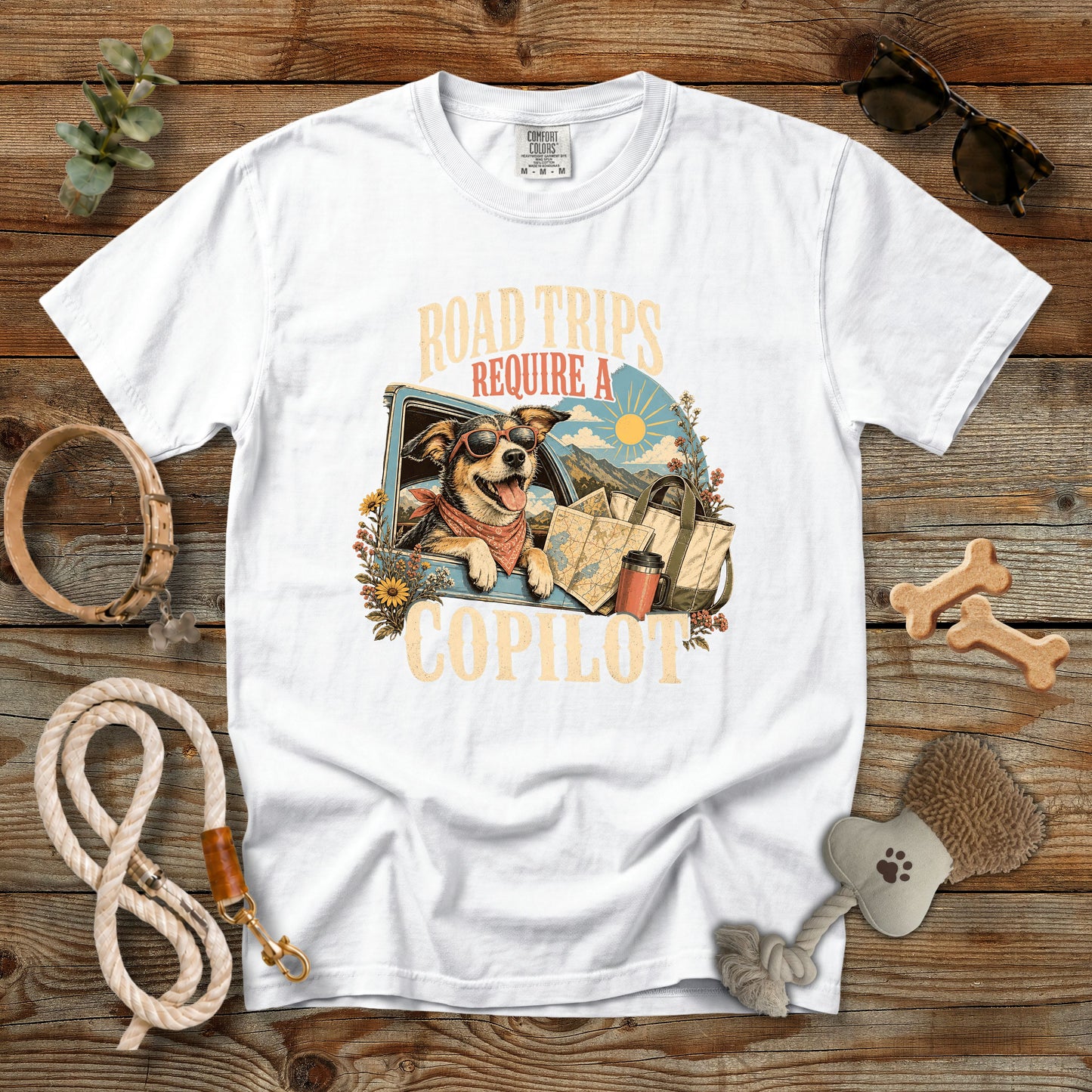 Road Trips Require a Copilot T-Shirt | Dog Mom Tee Comfort Colors 1717