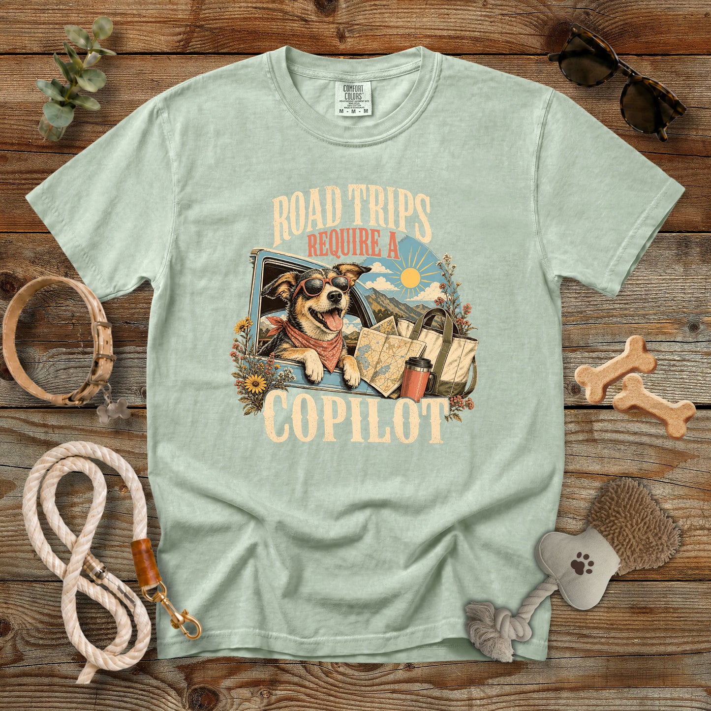 Road Trips Require a Copilot T-Shirt | Dog Mom Tee Comfort Colors 1717