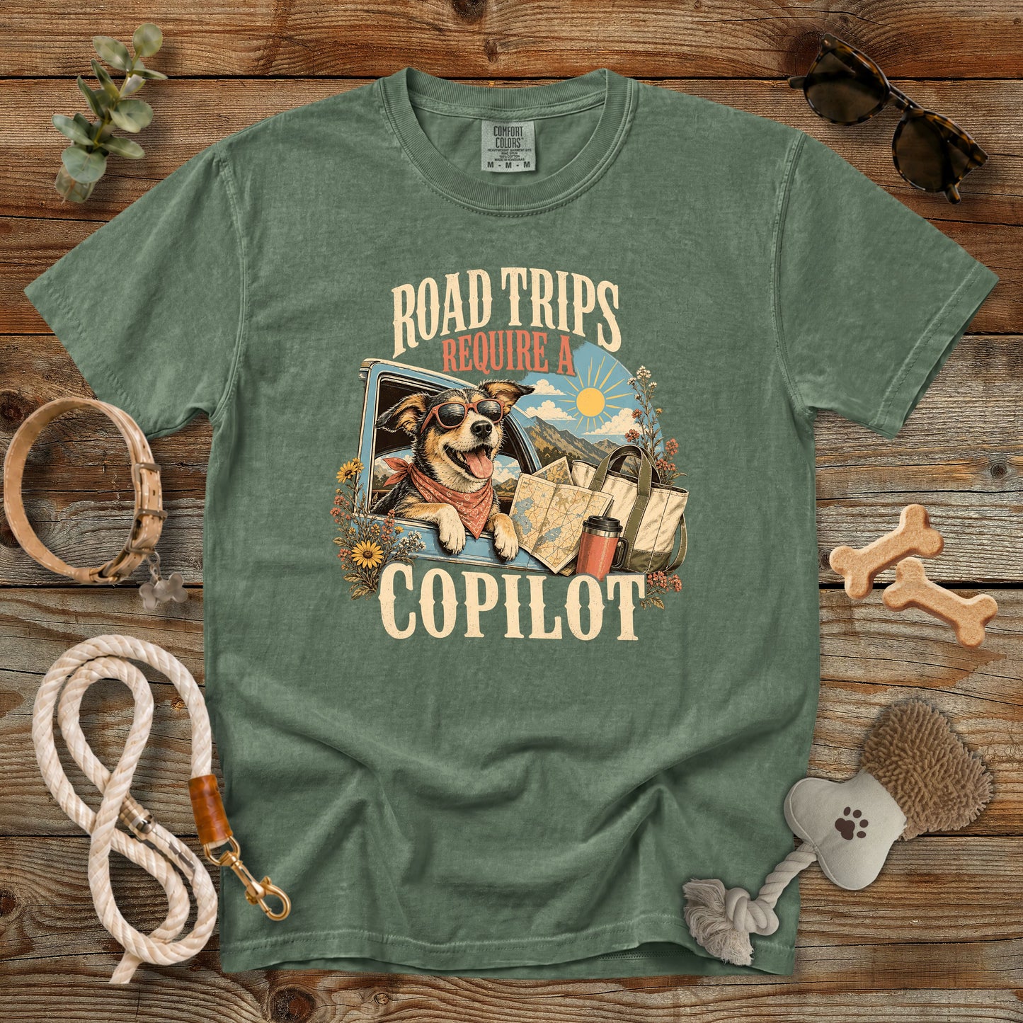 Road Trips Require a Copilot T-Shirt | Dog Mom Tee Comfort Colors 1717
