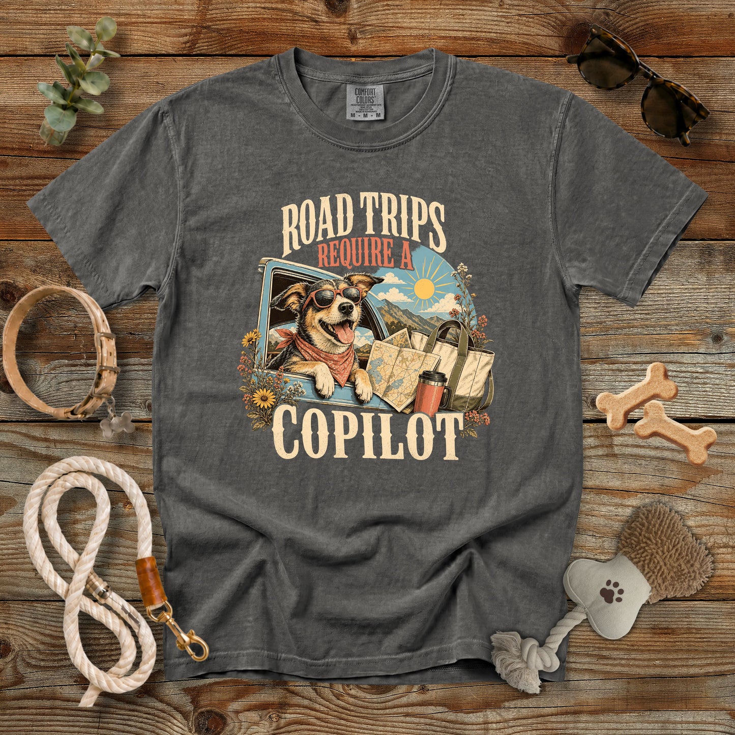 Road Trips Require a Copilot T-Shirt | Dog Mom Tee Comfort Colors 1717