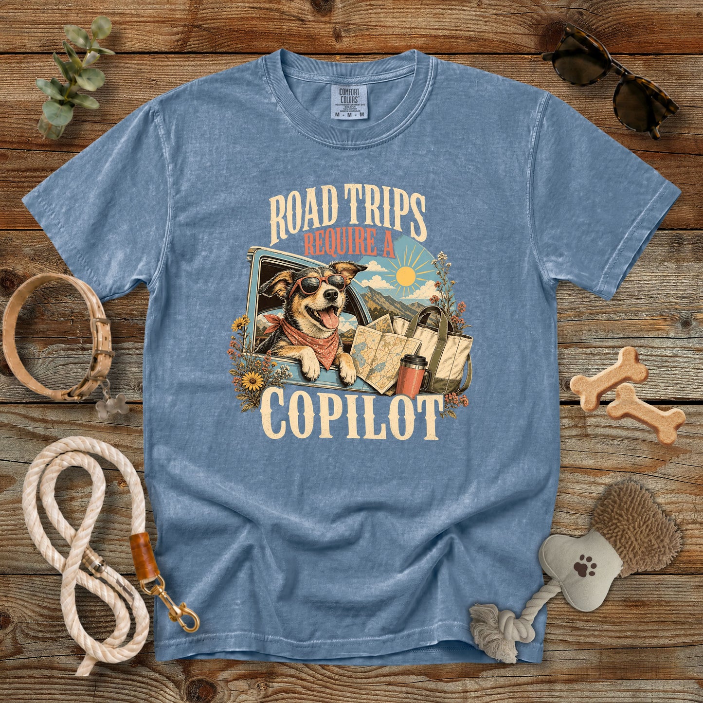 Road Trips Require a Copilot T-Shirt | Dog Mom Tee Comfort Colors 1717