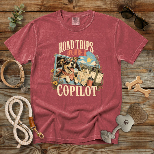 Road Trips Require a Copilot T-Shirt | Dog Mom Tee Comfort Colors 1717