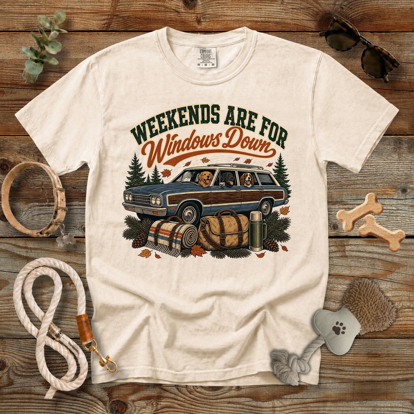 Weekends Are for Windows Down T-Shirt | Dog Mom Tee Comfort Colors 1717