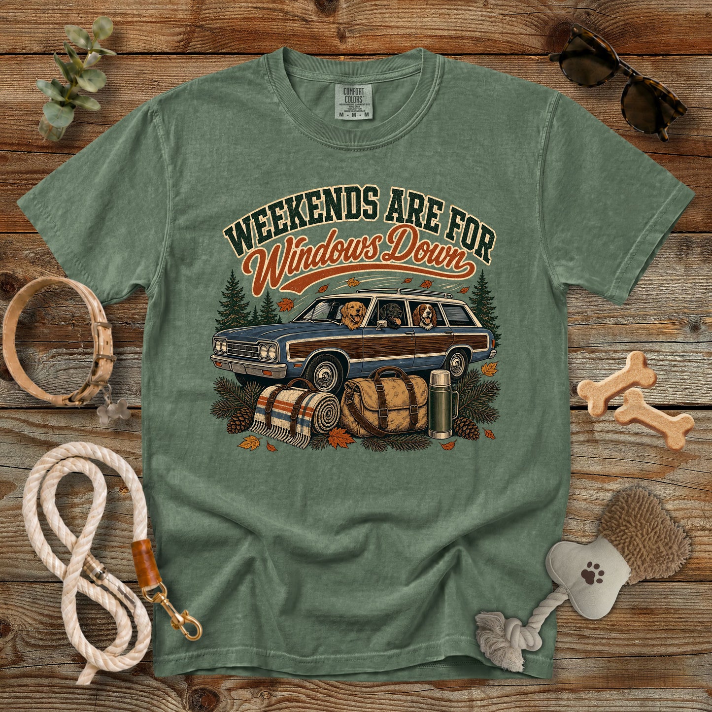 Weekends Are for Windows Down T-Shirt | Dog Mom Tee Comfort Colors 1717