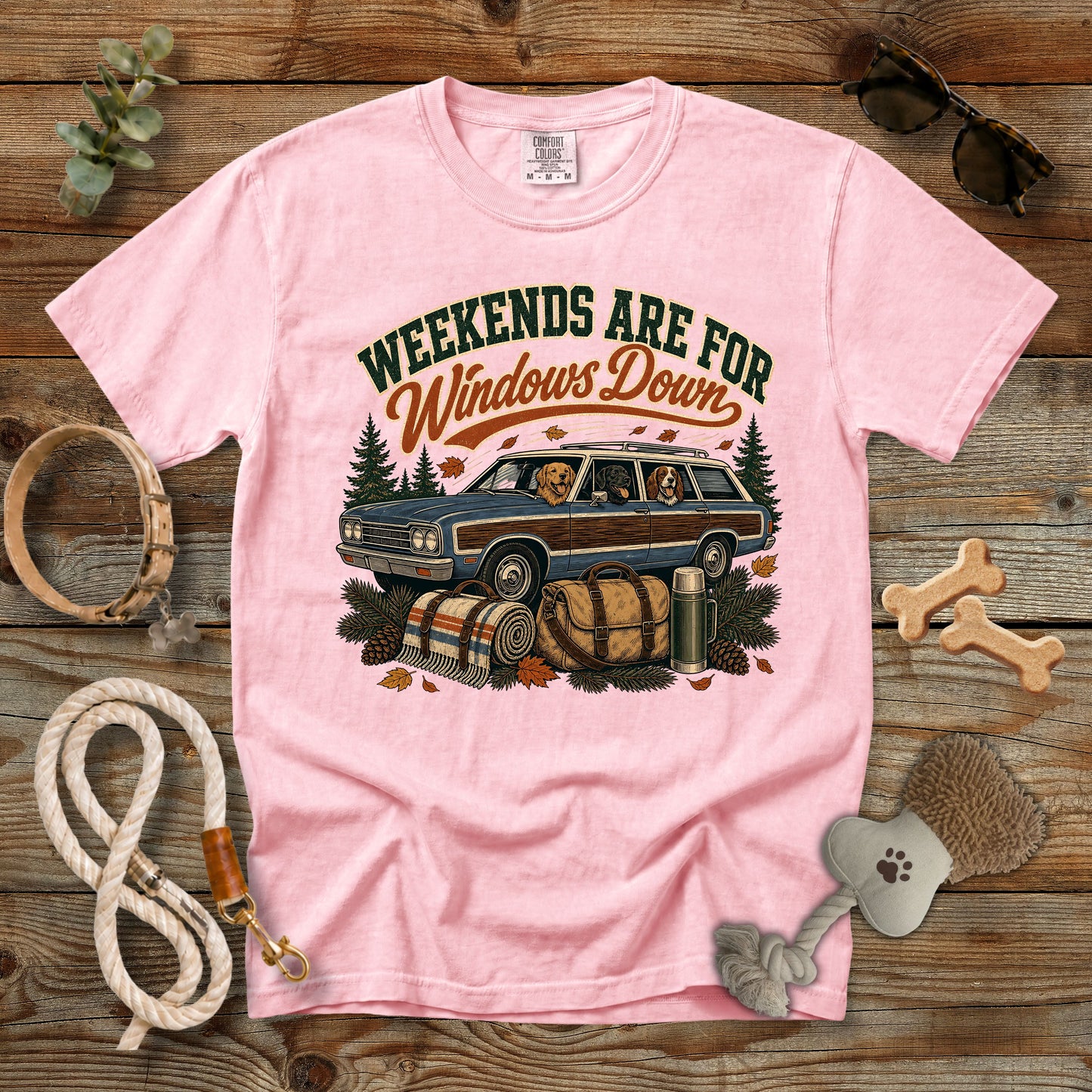 Weekends Are for Windows Down T-Shirt | Dog Mom Tee Comfort Colors 1717