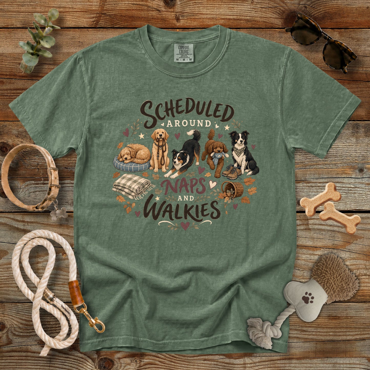 Scheduled Around Naps and Walkies T-Shirt | Dog Mom Tee Comfort Colors 1717