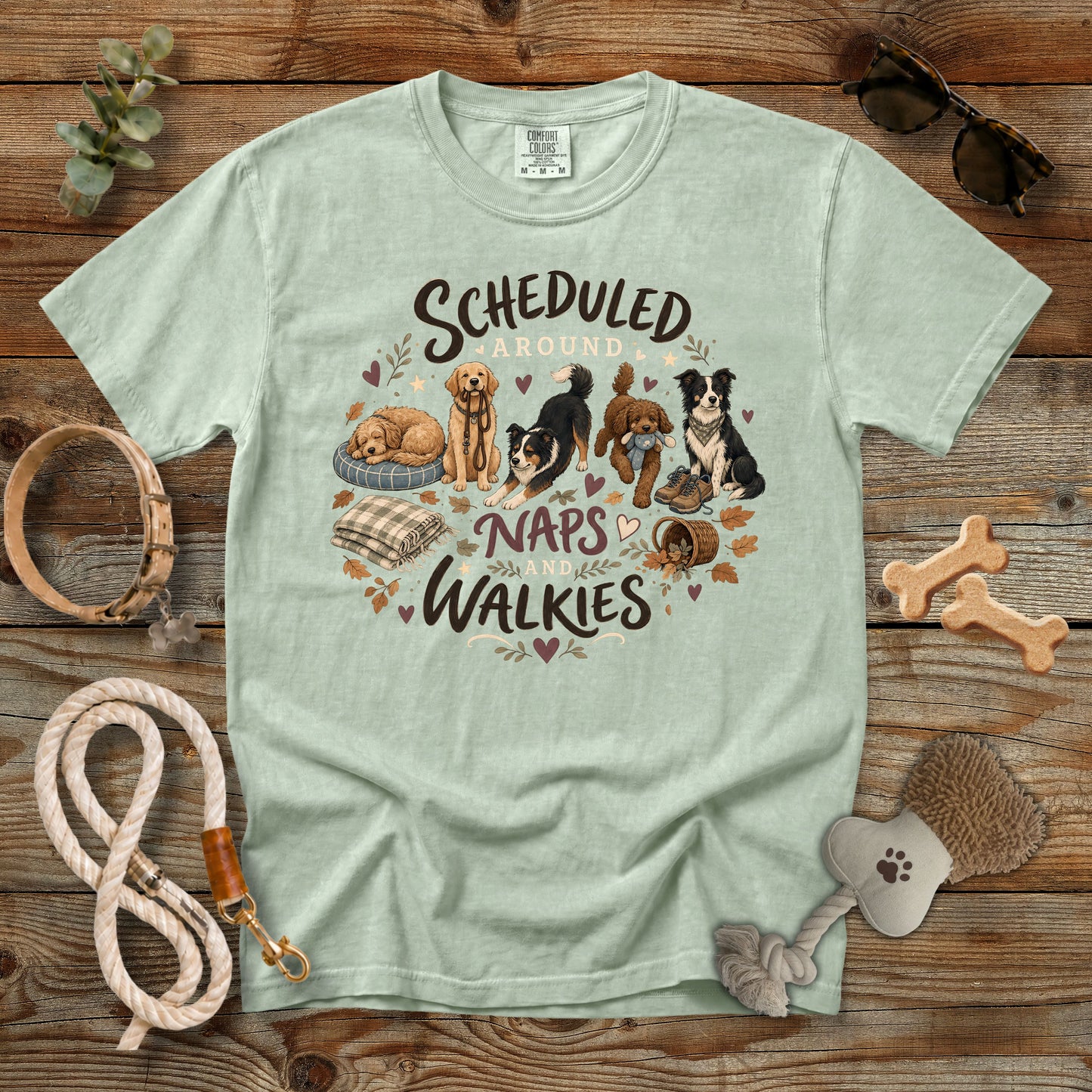 Scheduled Around Naps and Walkies T-Shirt | Dog Mom Tee Comfort Colors 1717