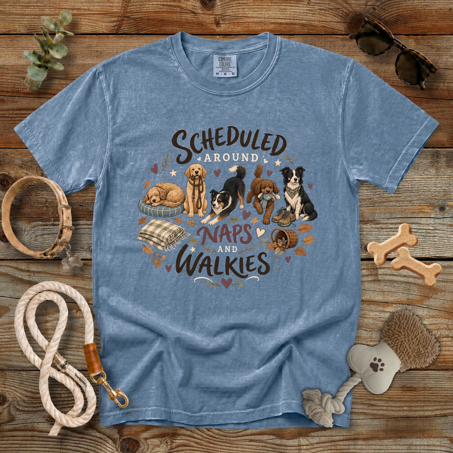Scheduled Around Naps and Walkies T-Shirt | Dog Mom Tee Comfort Colors 1717