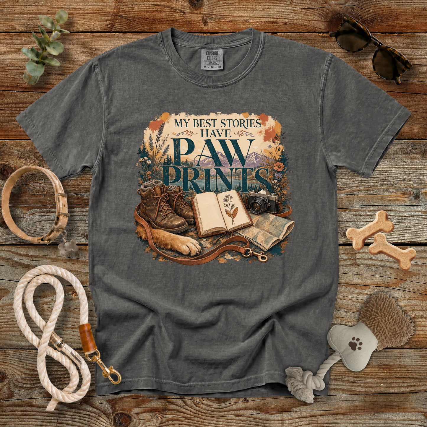 My Best Stories Have Paw Prints T-Shirt | Dog Mom Tee Comfort Colors 1717