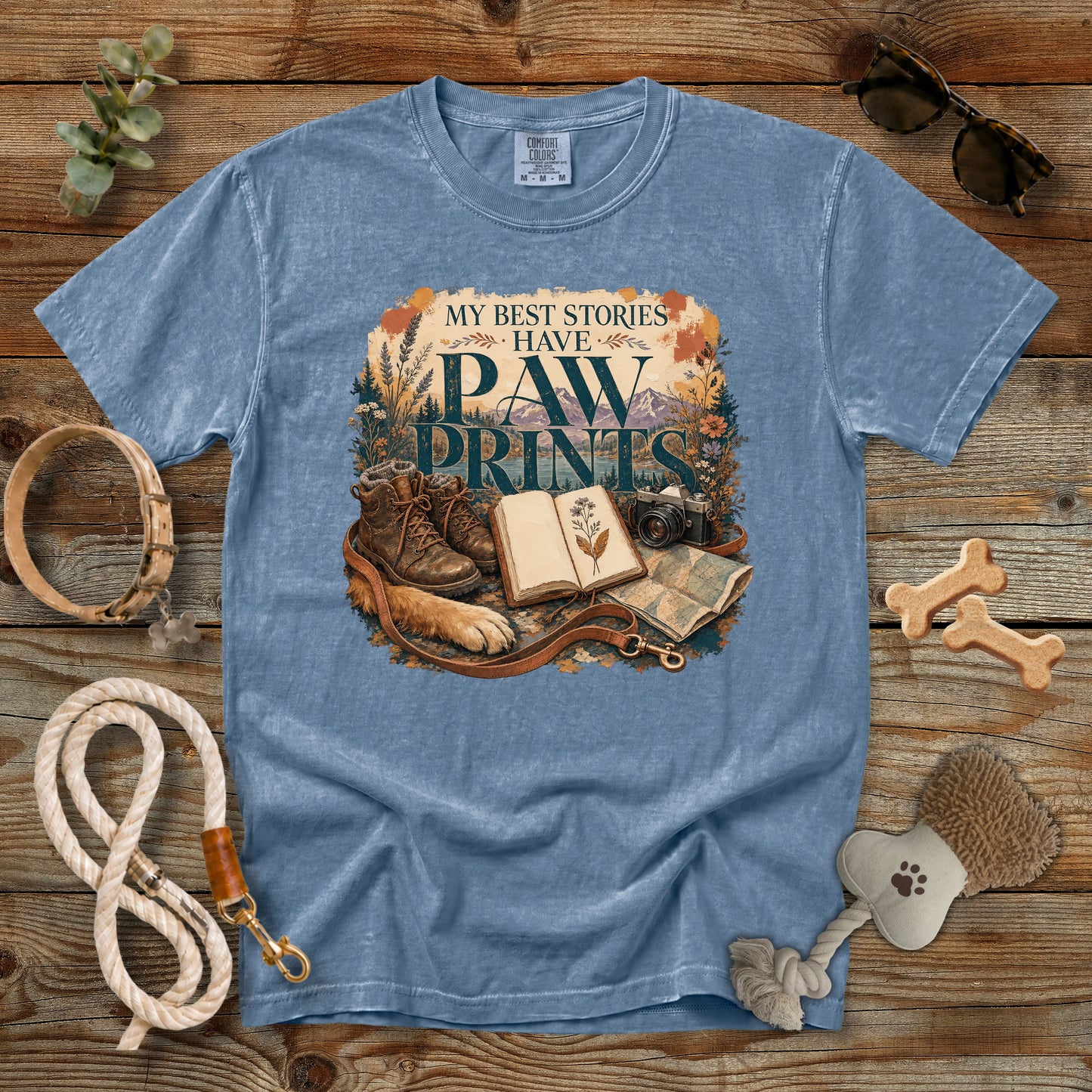 My Best Stories Have Paw Prints T-Shirt | Dog Mom Tee Comfort Colors 1717