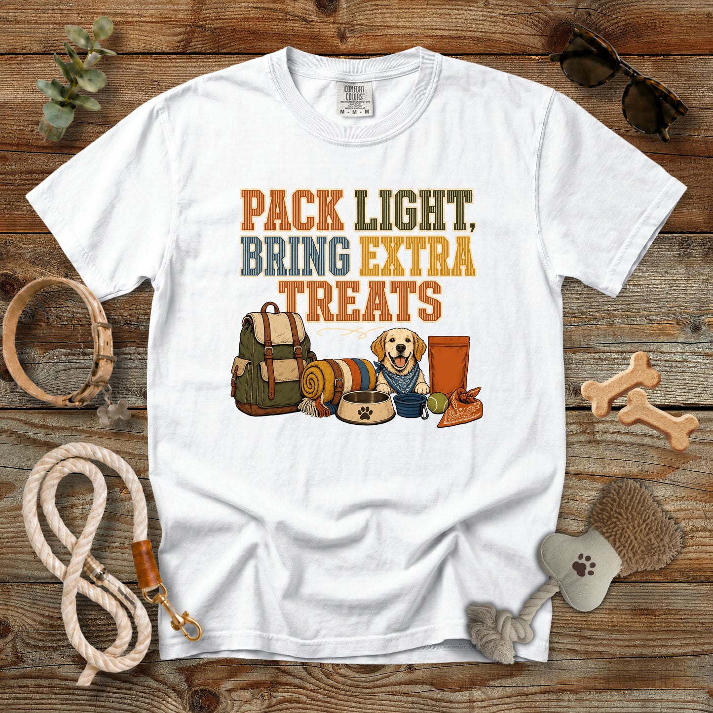 Pack Light, Bring Extra Treats T-Shirt | Dog Mom Tee Comfort Colors 1717