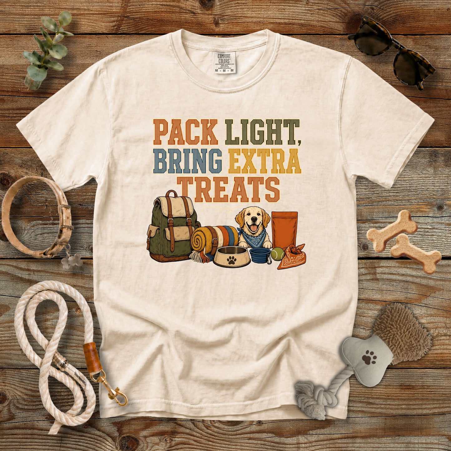 Pack Light, Bring Extra Treats T-Shirt | Dog Mom Tee Comfort Colors 1717