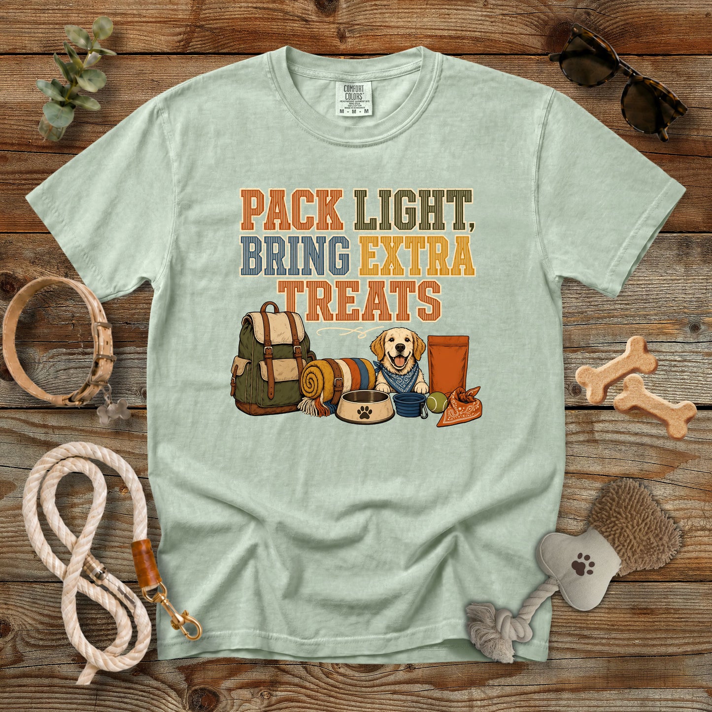 Pack Light, Bring Extra Treats T-Shirt | Dog Mom Tee Comfort Colors 1717