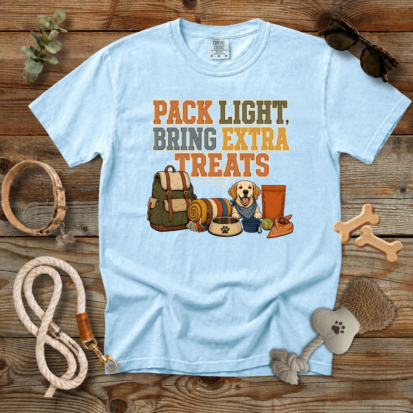 Pack Light, Bring Extra Treats T-Shirt | Dog Mom Tee Comfort Colors 1717