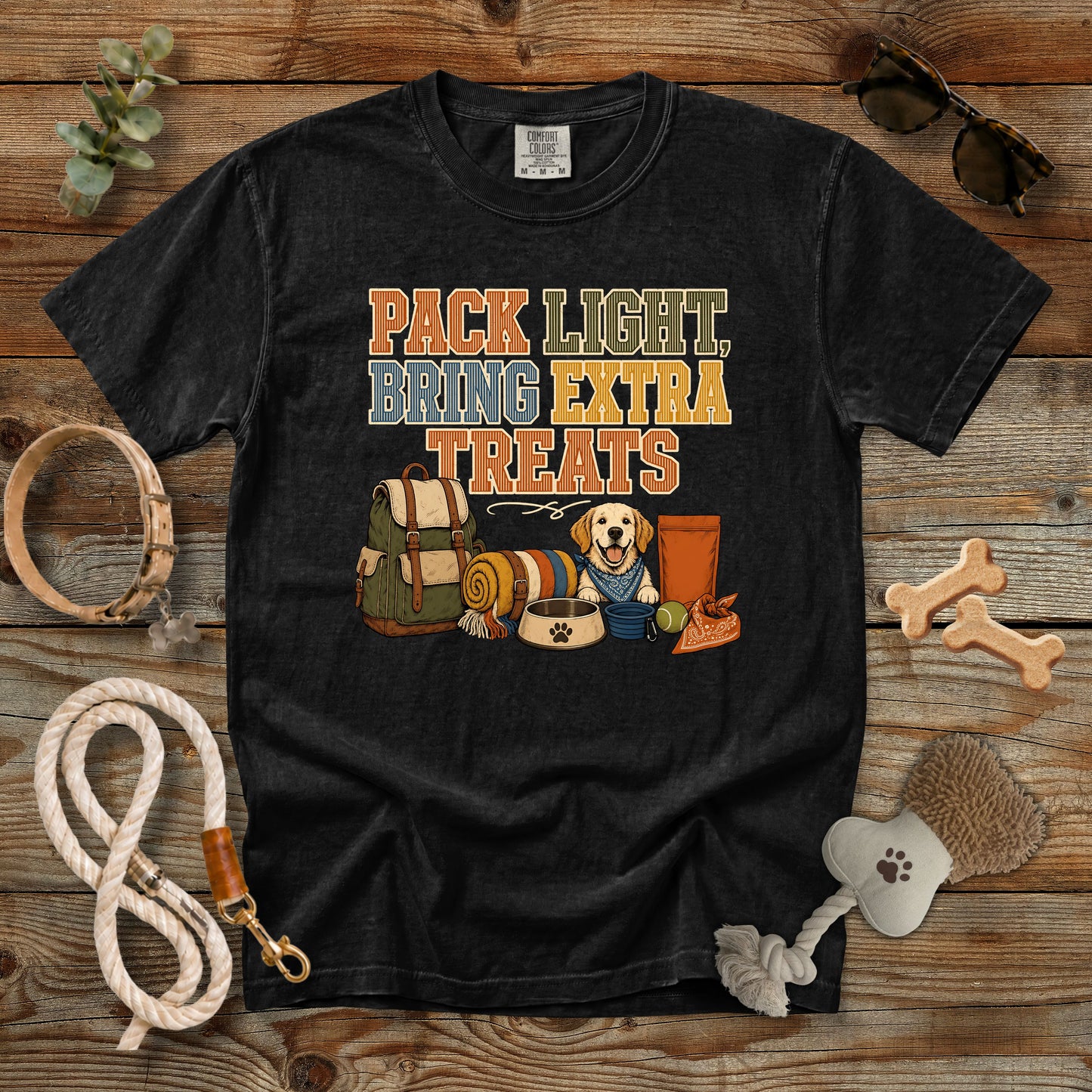 Pack Light, Bring Extra Treats T-Shirt | Dog Mom Tee Comfort Colors 1717