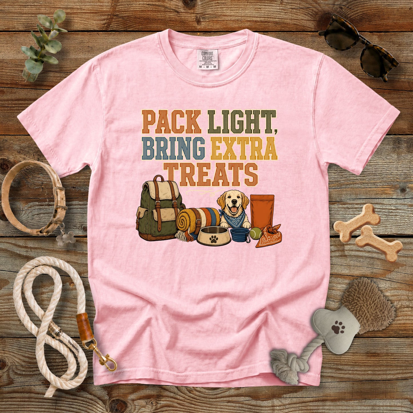 Pack Light, Bring Extra Treats T-Shirt | Dog Mom Tee Comfort Colors 1717