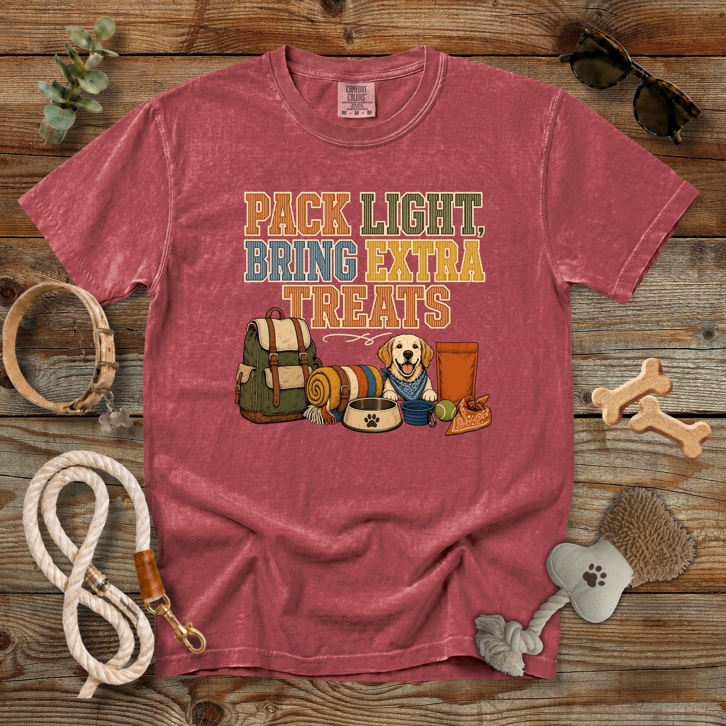 Pack Light, Bring Extra Treats T-Shirt | Dog Mom Tee Comfort Colors 1717