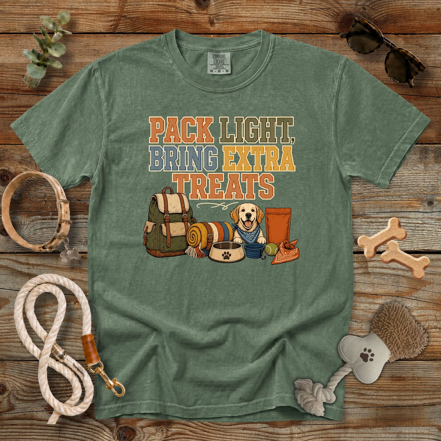 Pack Light, Bring Extra Treats T-Shirt | Dog Mom Tee Comfort Colors 1717