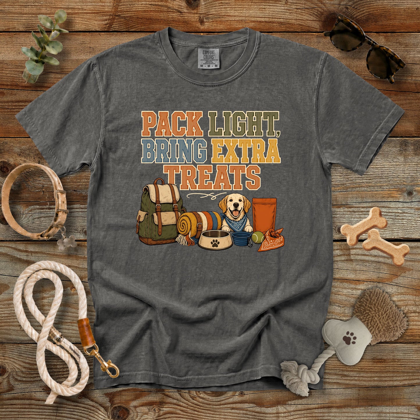 Pack Light, Bring Extra Treats T-Shirt | Dog Mom Tee Comfort Colors 1717