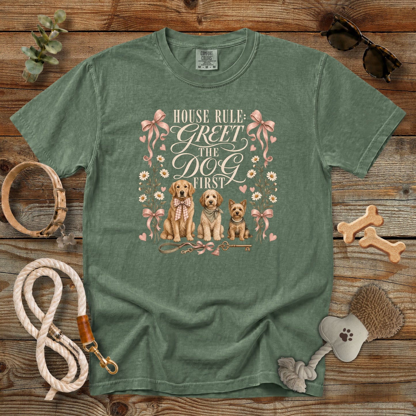 House Rule: Greet the Dog First T-Shirt | Dog Mom Tee Comfort Colors 1717
