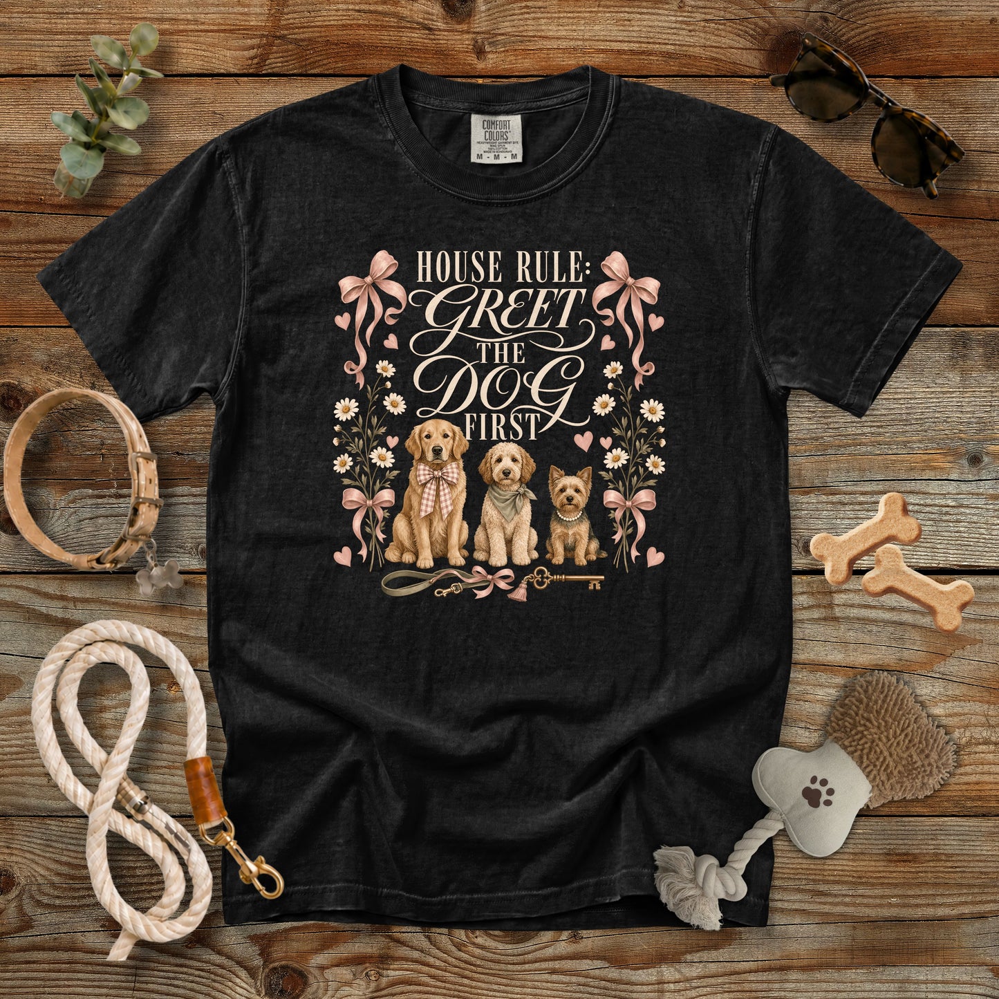 House Rule: Greet the Dog First T-Shirt | Dog Mom Tee Comfort Colors 1717