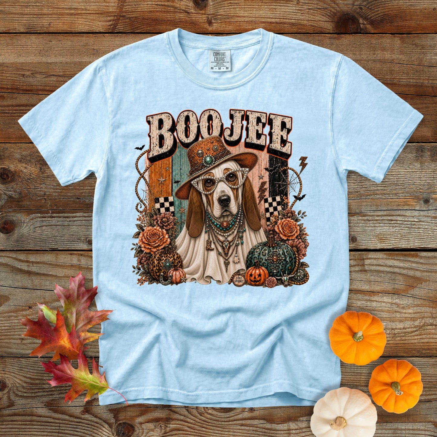 Boojee Ghost Basset Hound T-Shirt | Dog Mom Tee Comfort Colors 1717