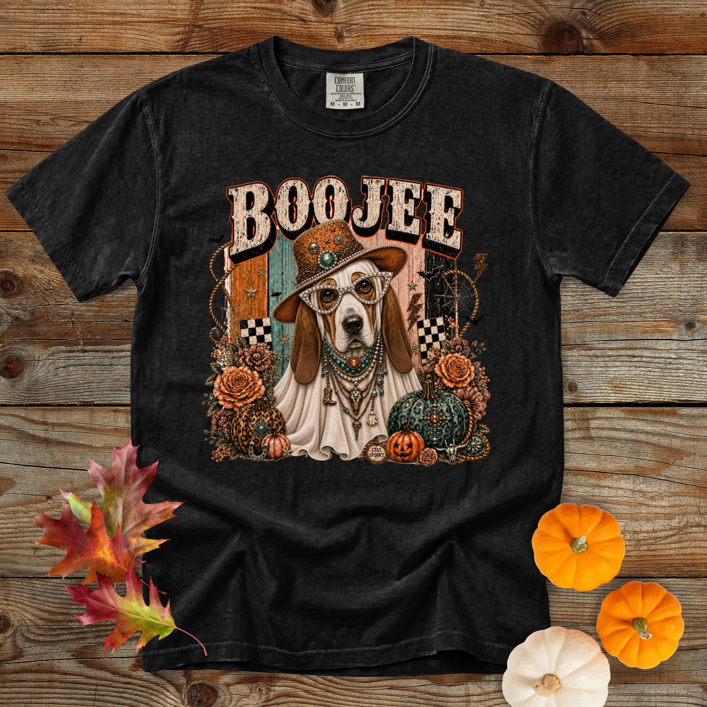 Boojee Ghost Basset Hound T-Shirt | Dog Mom Tee Comfort Colors 1717