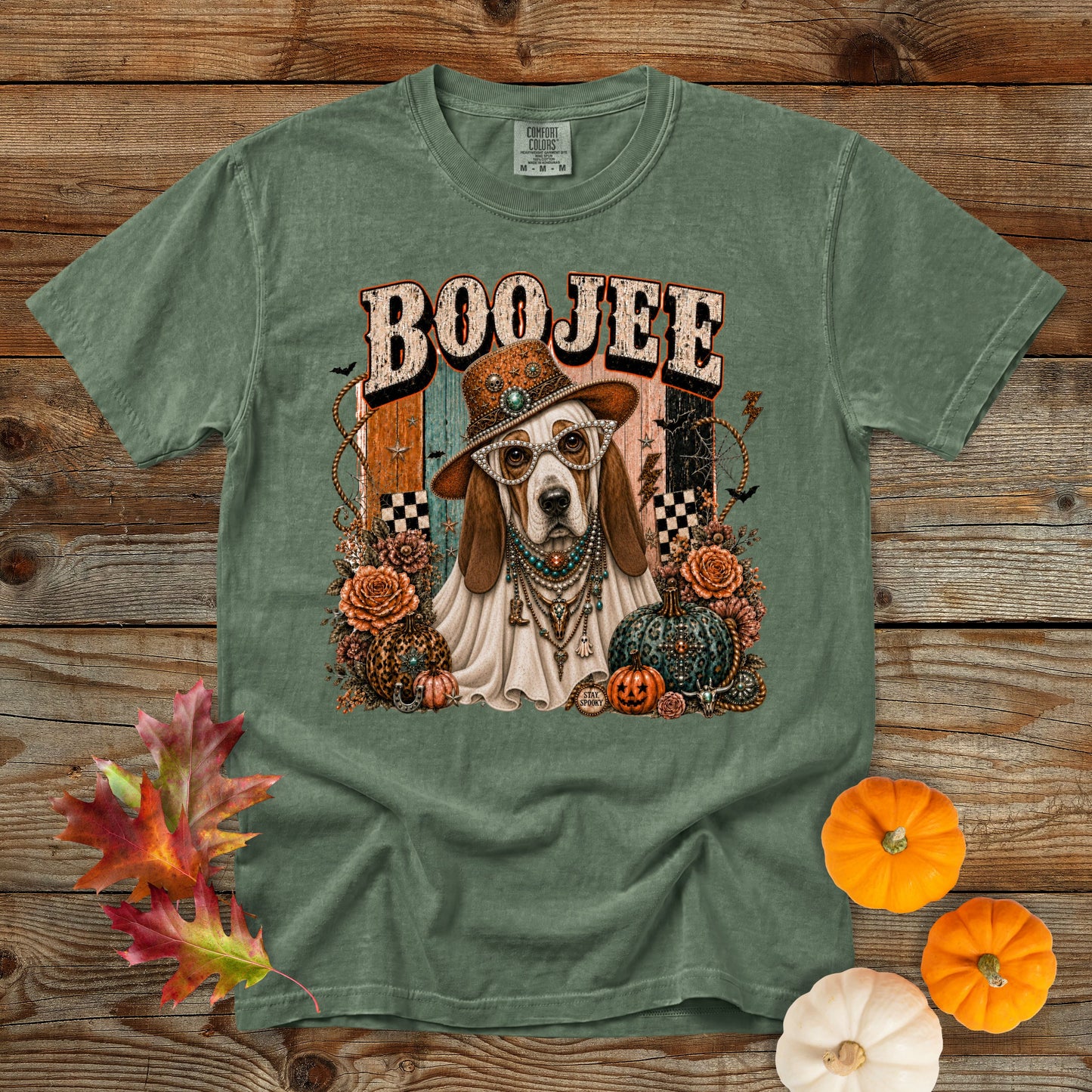 Boojee Ghost Basset Hound T-Shirt | Dog Mom Tee Comfort Colors 1717
