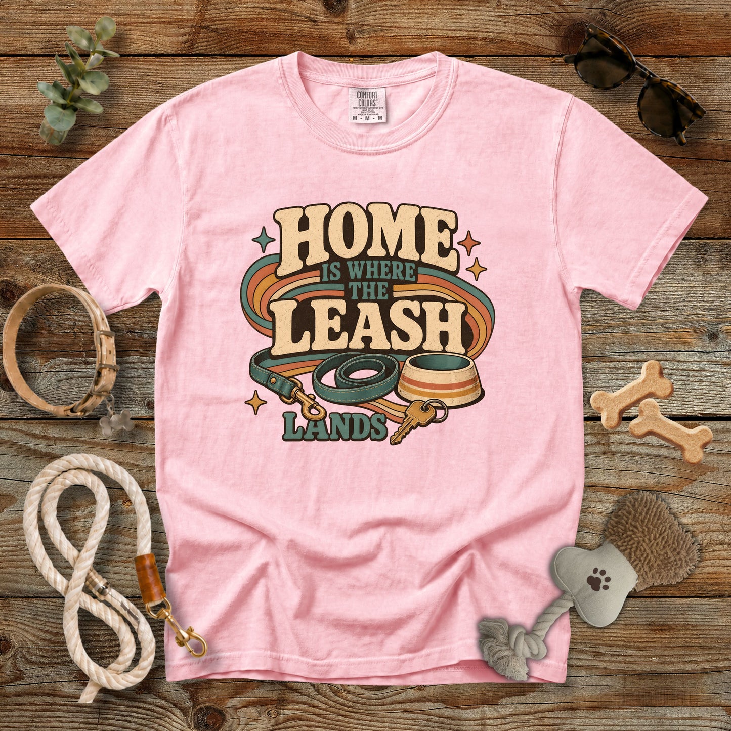 Home Is Where the Leash Lands T-Shirt | Dog Mom Tee Comfort Colors 1717